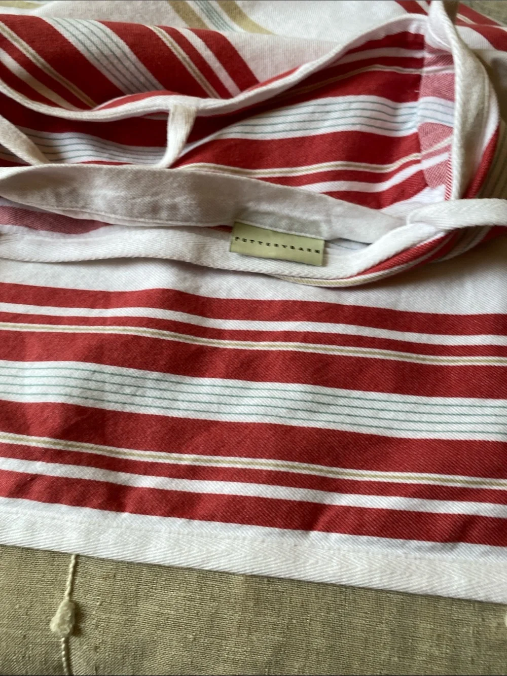 Pottery Barn Costal Cottage Striped Red and White Cotton Pillow Cover